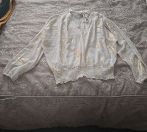 Michael Kors White and Gold Blouse